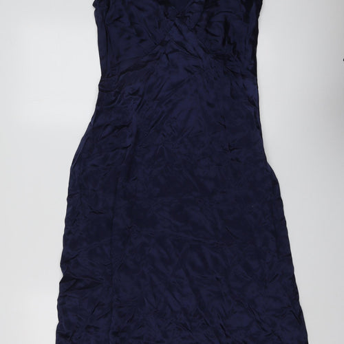 Finery Womens Blue Viscose Maxi Size 8 V-Neck Zip