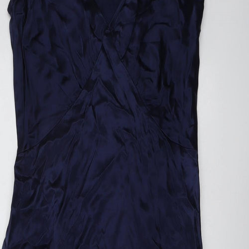 Finery Womens Blue Viscose Maxi Size 8 V-Neck Zip