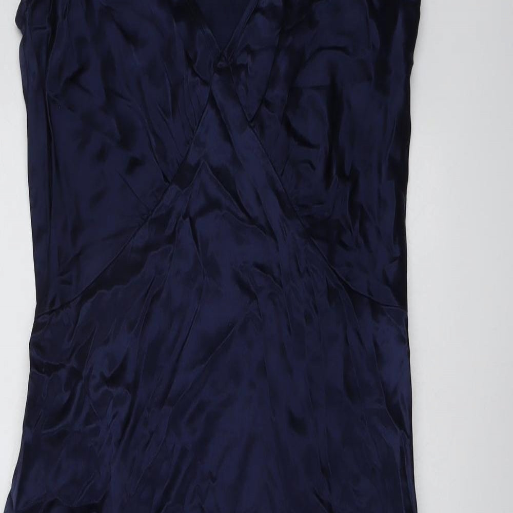 Finery Womens Blue Viscose Maxi Size 8 V-Neck Zip