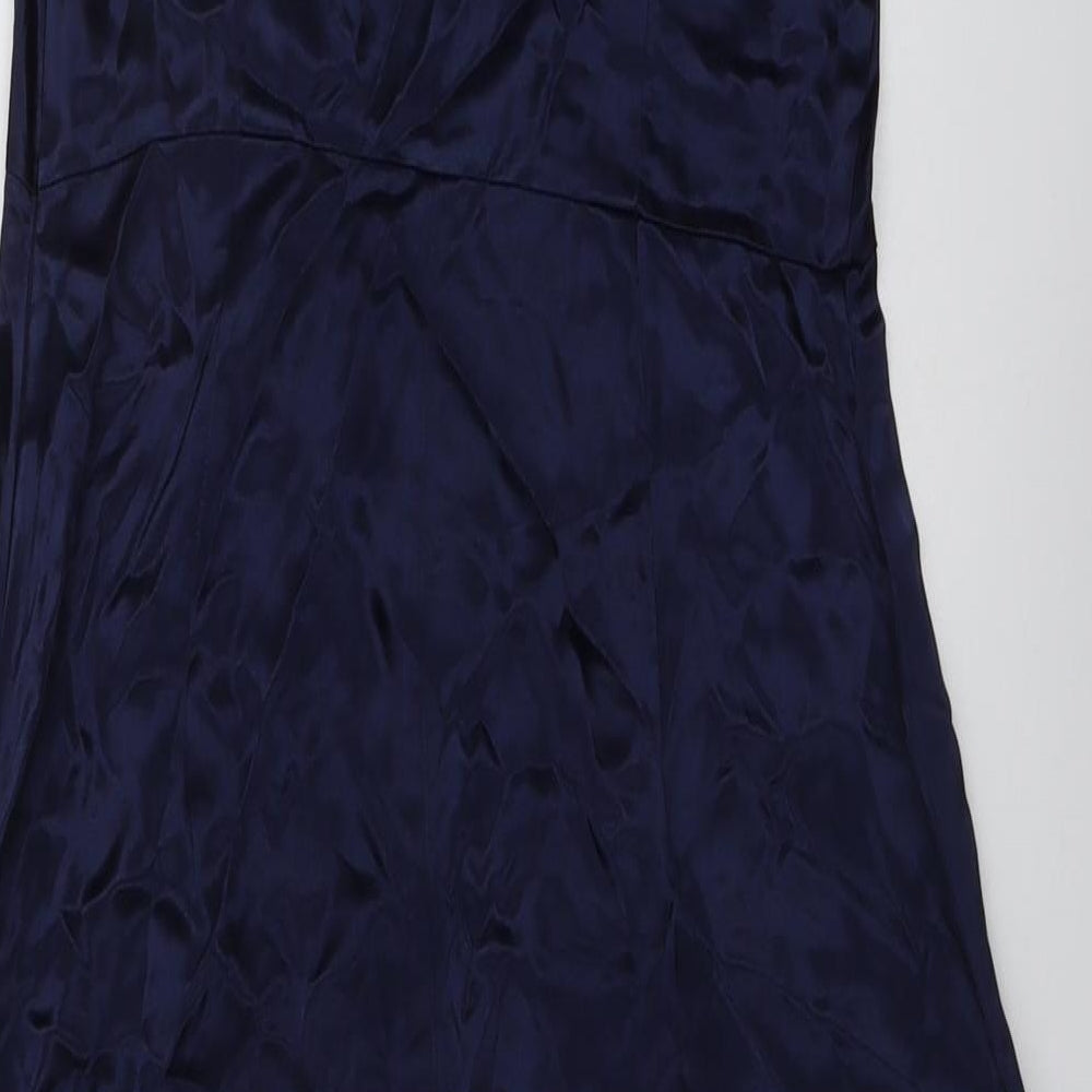 Finery Womens Blue Viscose Maxi Size 8 V-Neck Zip