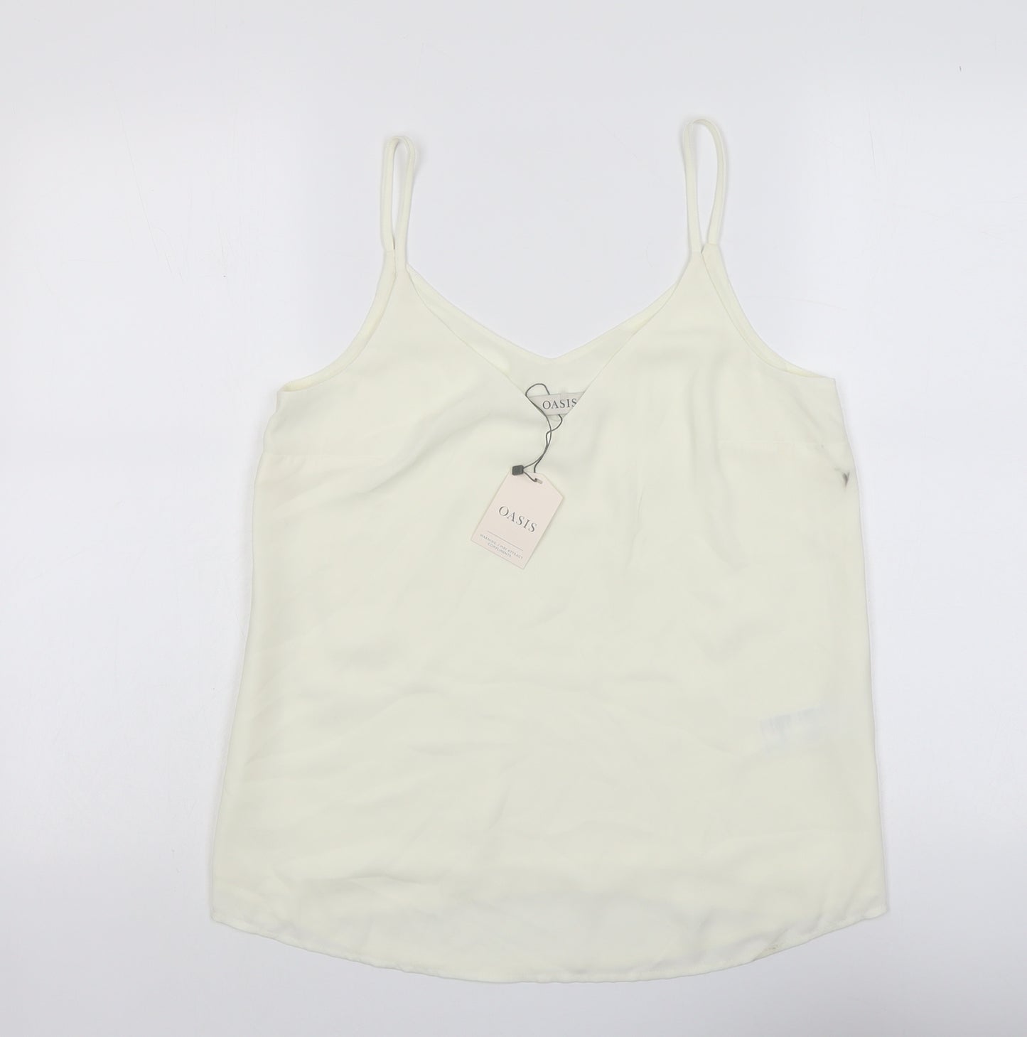 Oasis Womens Ivory Polyester Basic Tank Size 10 V-Neck