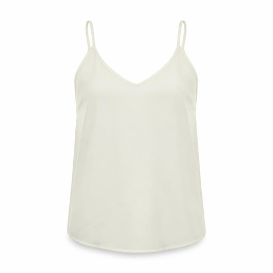 Front view of Oasis women’s ivory polyester basic tank, size UK 10, v-neck