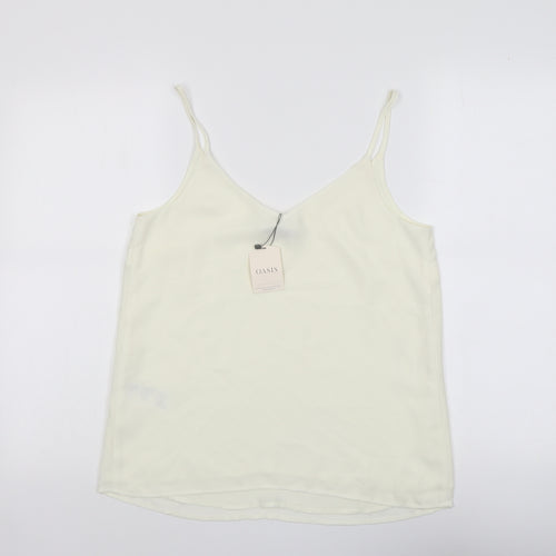 Oasis Womens Ivory Polyester Basic Tank Size 10 V-Neck