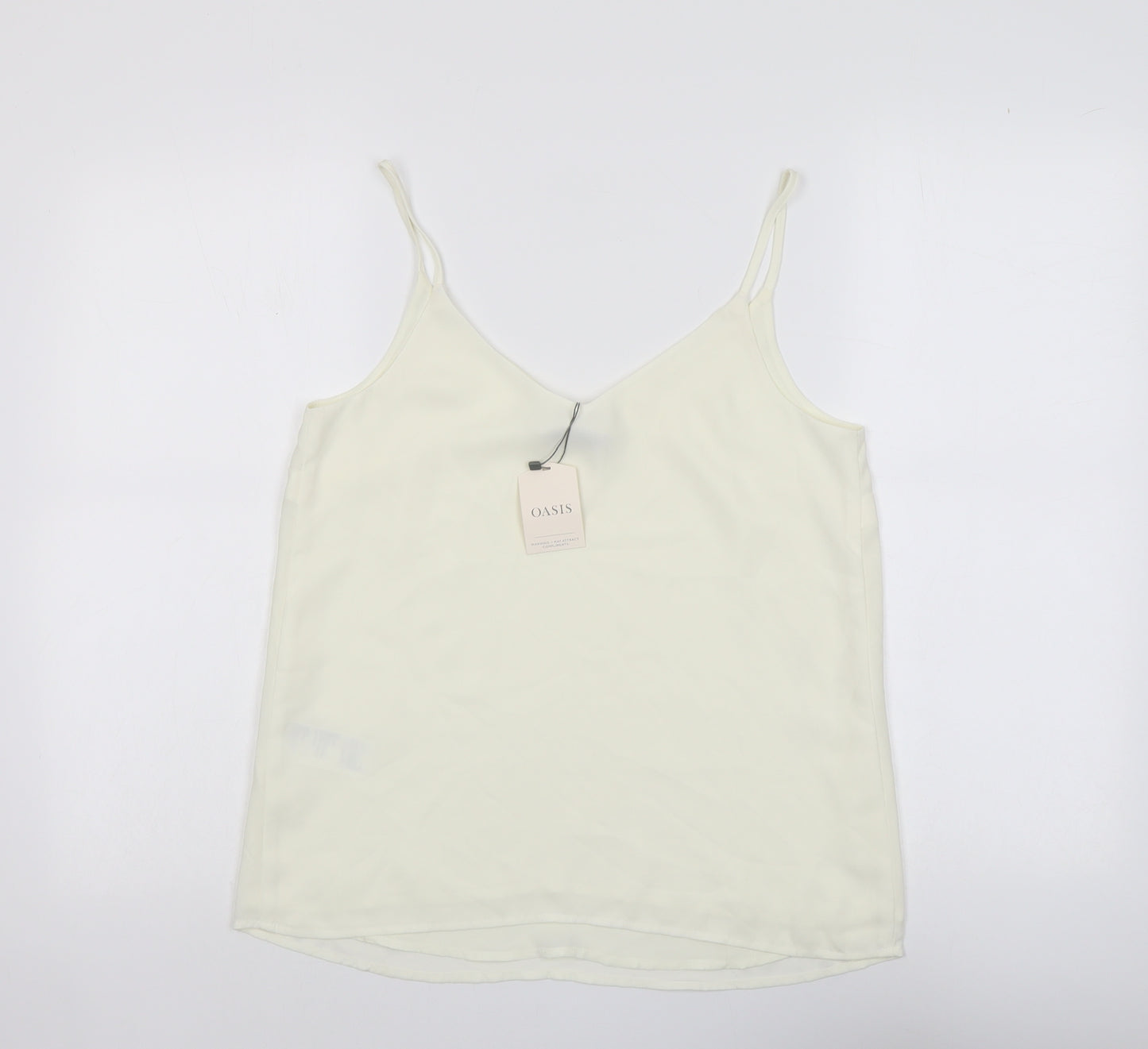 Oasis Womens Ivory Polyester Basic Tank Size 10 V-Neck