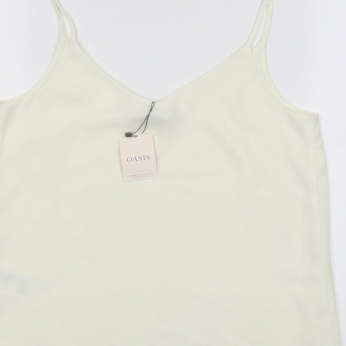 Oasis Womens Ivory Polyester Basic Tank Size 10 V-Neck