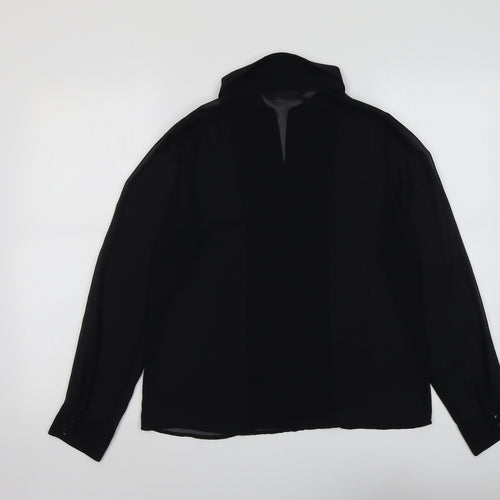 Zara Womens Black Polyester Basic Blouse Size S Collared