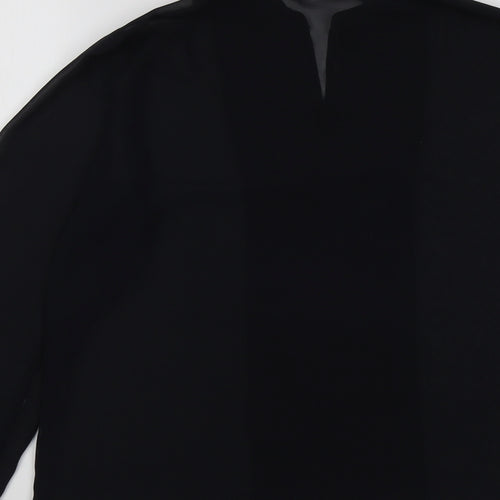 Zara Womens Black Polyester Basic Blouse Size S Collared