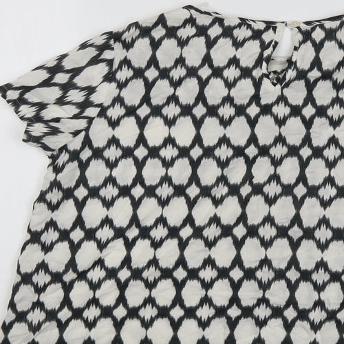 Marks and Spencer Womens Beige Geometric Modal Basic Blouse Size 14 Round Neck
