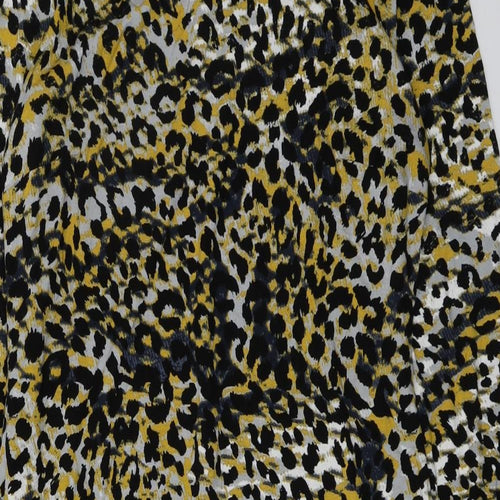 Marks and Spencer Womens Yellow Animal Print Viscose A-Line Size 16 Round Neck Pullover - Leopard Pattern