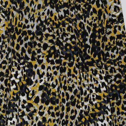 Marks and Spencer Womens Yellow Animal Print Viscose A-Line Size 16 Round Neck Pullover - Leopard Pattern