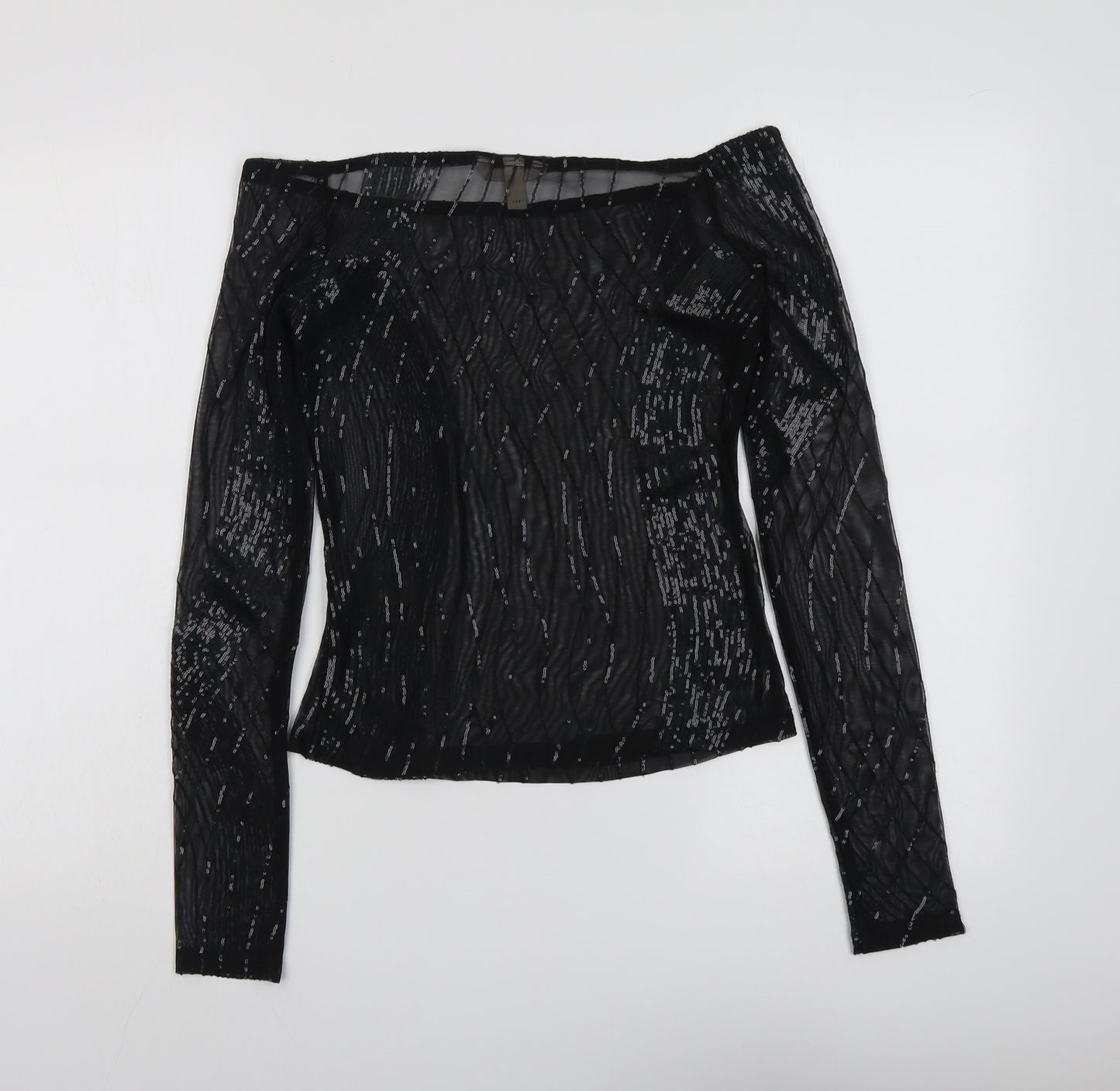 H&M Womens Black Polyester Basic Blouse Size S Off the Shoulder