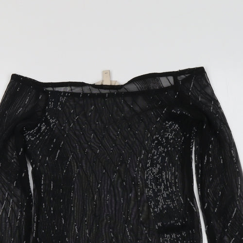 H&M Womens Black Polyester Basic Blouse Size S Off the Shoulder