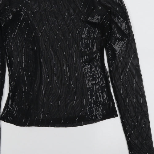 H&M Womens Black Polyester Basic Blouse Size S Off the Shoulder
