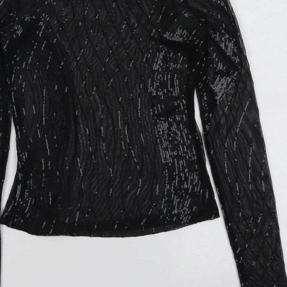 H&M Womens Black Polyester Basic Blouse Size S Off the Shoulder