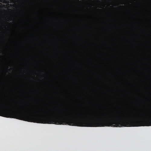 New Look Womens Black Nylon Basic Blouse Size 14 V-Neck