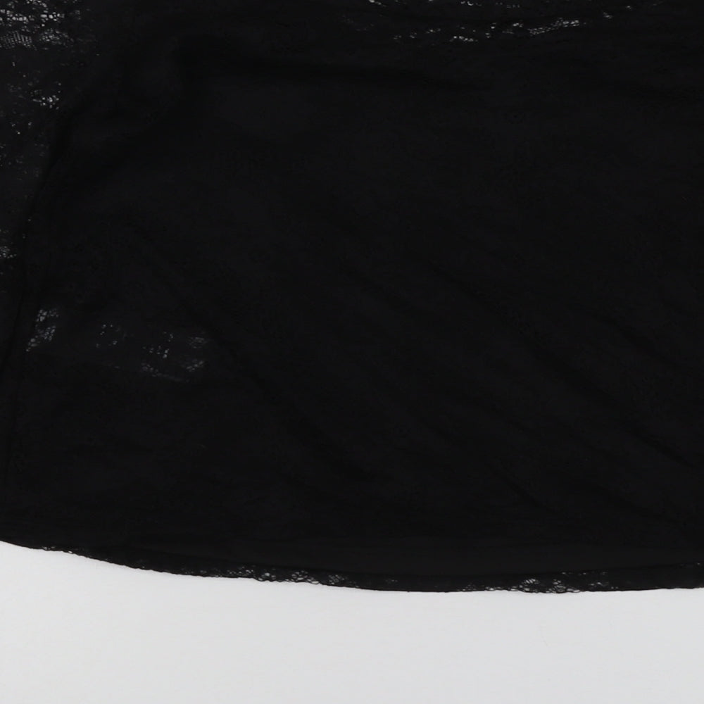 New Look Womens Black Nylon Basic Blouse Size 14 V-Neck