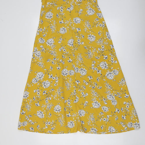 Sweewé Womens Yellow Floral Viscose A-Line Skirt Size M Zip