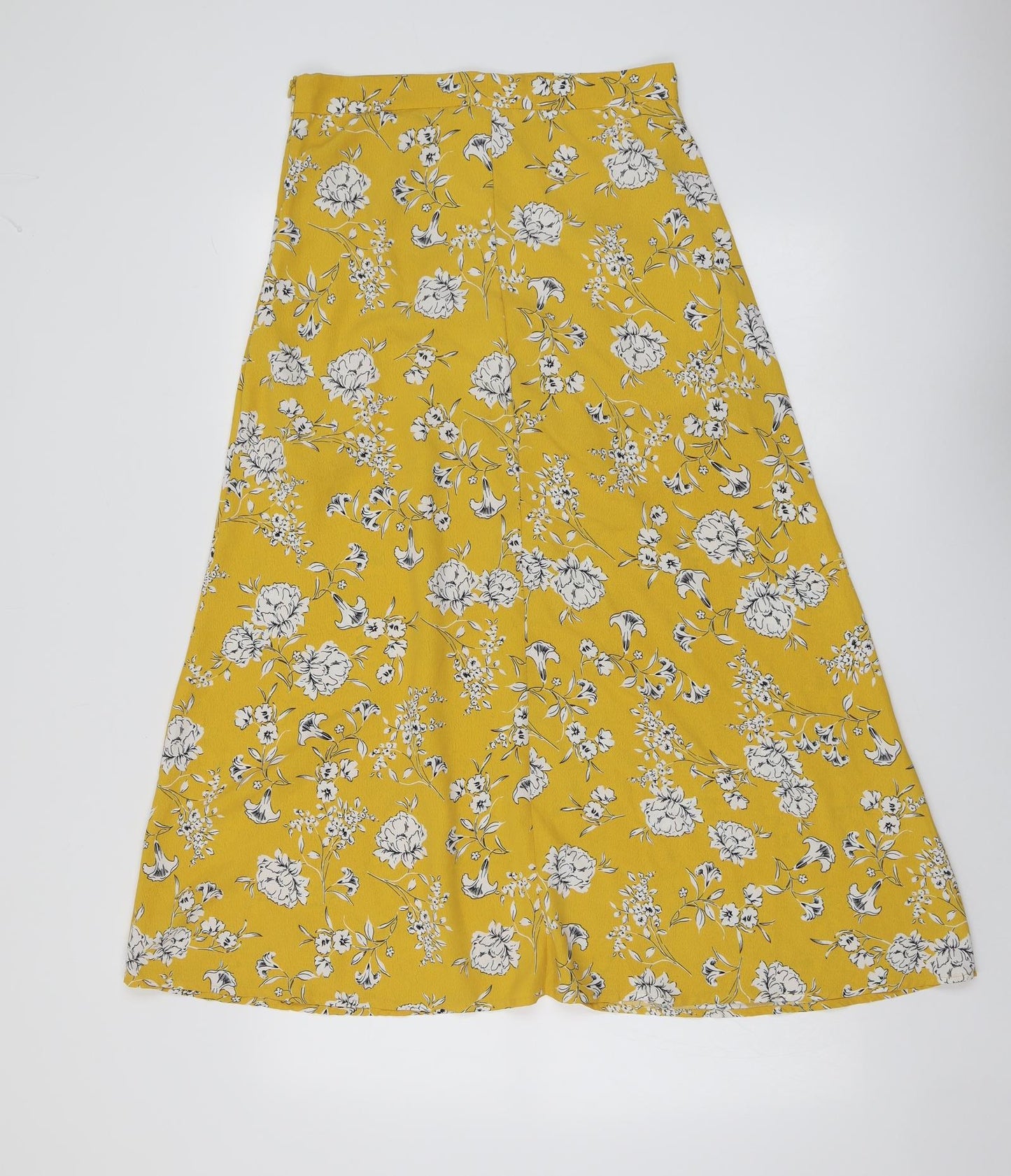 Sweewé Womens Yellow Floral Viscose A-Line Skirt Size M Zip
