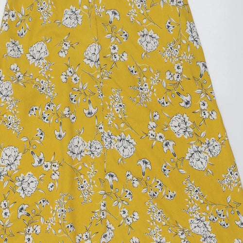 Sweewé Womens Yellow Floral Viscose A-Line Skirt Size M Zip