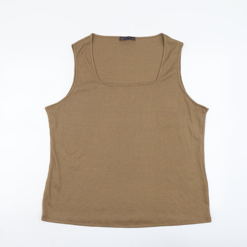 Marks and Spencer Womens Brown Polyester Basic Tank Size 24 Square Neck