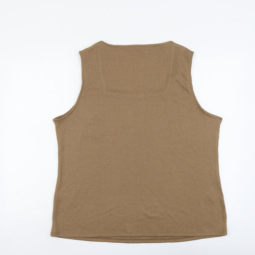 Marks and Spencer Womens Brown Polyester Basic Tank Size 24 Square Neck
