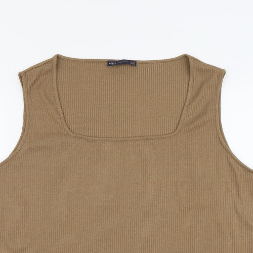 Marks and Spencer Womens Brown Polyester Basic Tank Size 24 Square Neck