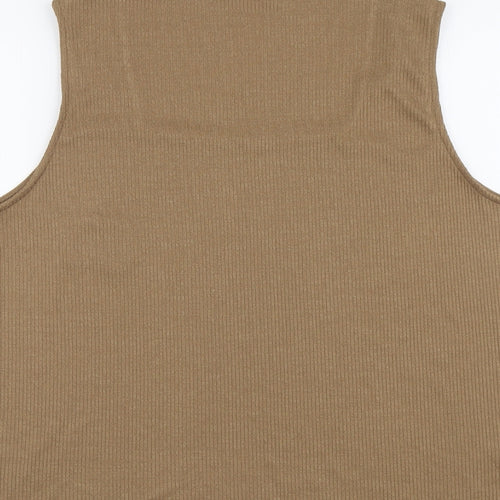 Marks and Spencer Womens Brown Polyester Basic Tank Size 24 Square Neck