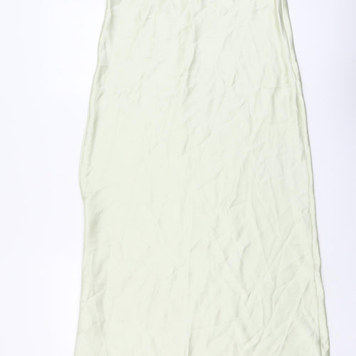 Zara Womens Green Polyester A-Line Skirt Size L Zip