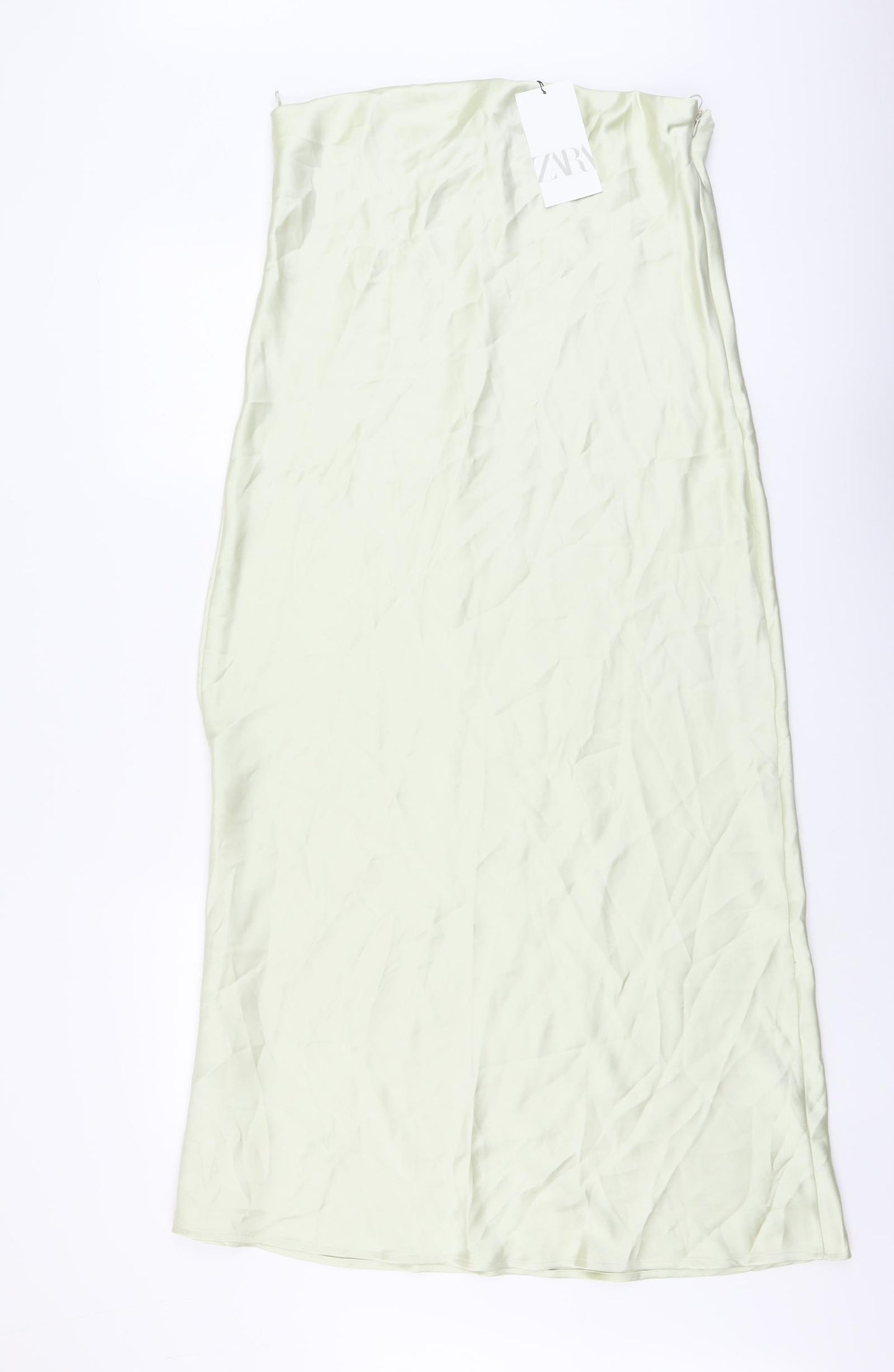 Zara Womens Green Polyester A-Line Skirt Size L Zip