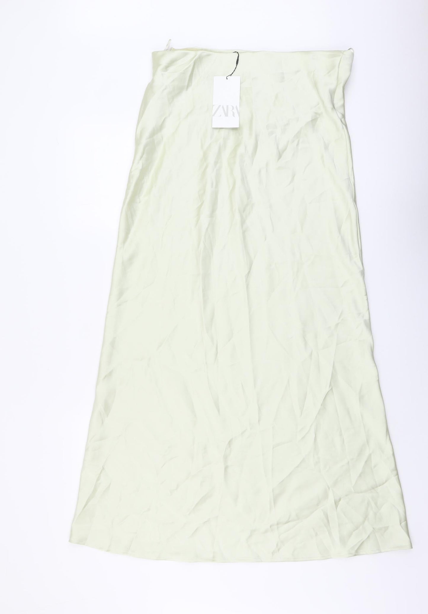 Zara Womens Green Polyester A-Line Skirt Size L Zip