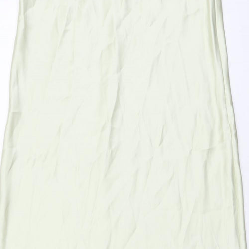 Zara Womens Green Polyester A-Line Skirt Size L Zip