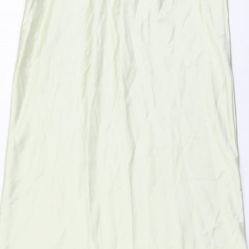 Zara Womens Green Polyester A-Line Skirt Size L Zip