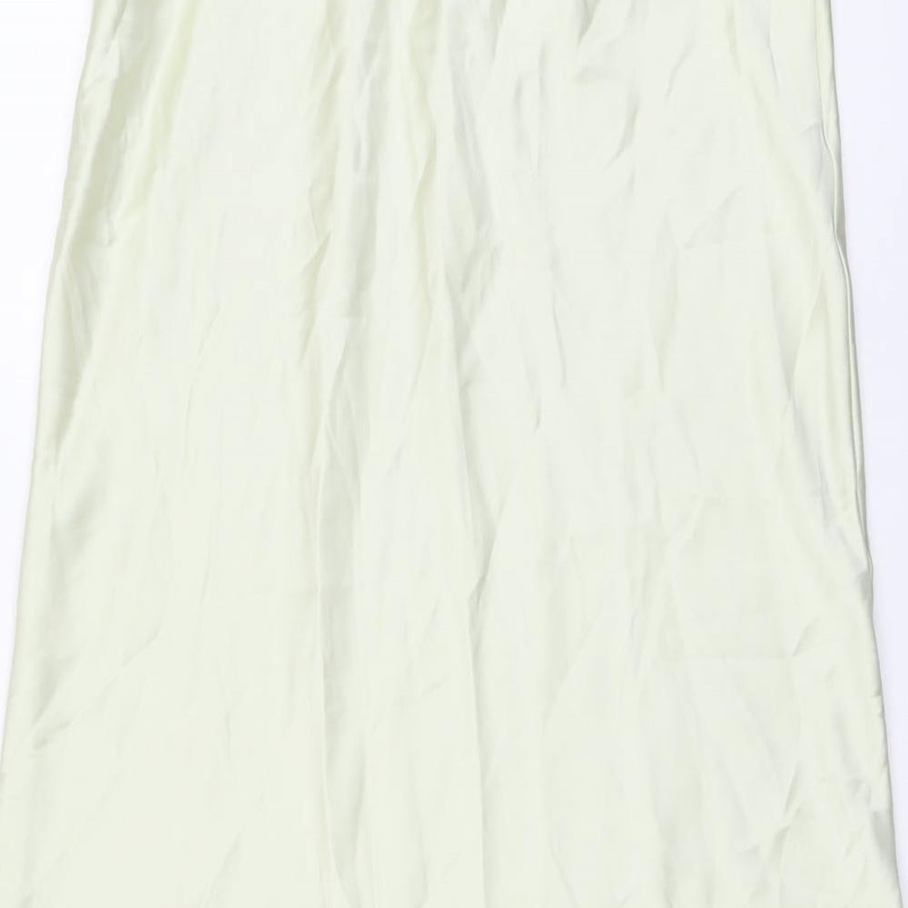Zara Womens Green Polyester A-Line Skirt Size L Zip
