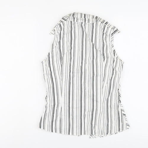 River Island Womens White Striped Cotton Basic Button-Up Size 10 Collared