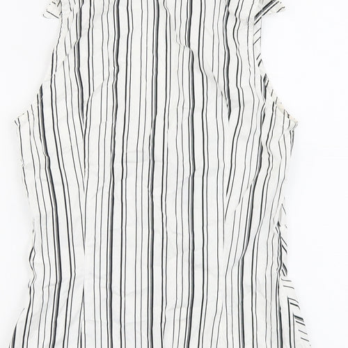 River Island Womens White Striped Cotton Basic Button-Up Size 10 Collared