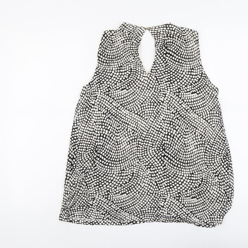 H&M Womens Beige Geometric Viscose Basic Tank Size M Round Neck