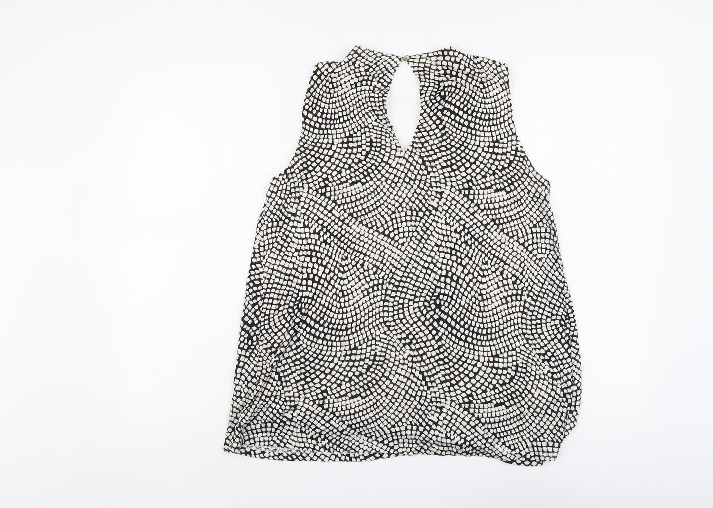 H&M Womens Beige Geometric Viscose Basic Tank Size M Round Neck