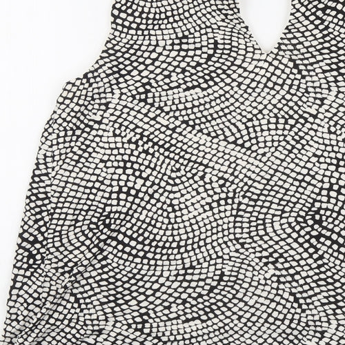 H&M Womens Beige Geometric Viscose Basic Tank Size M Round Neck