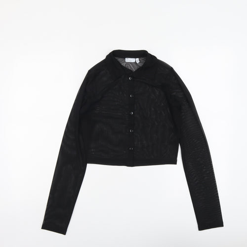 ASOS Womens Black Polyester Cropped Button-Up Size 8 Collared