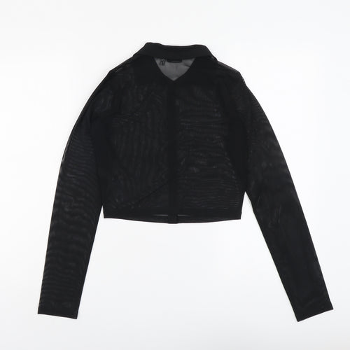 ASOS Womens Black Polyester Cropped Button-Up Size 8 Collared