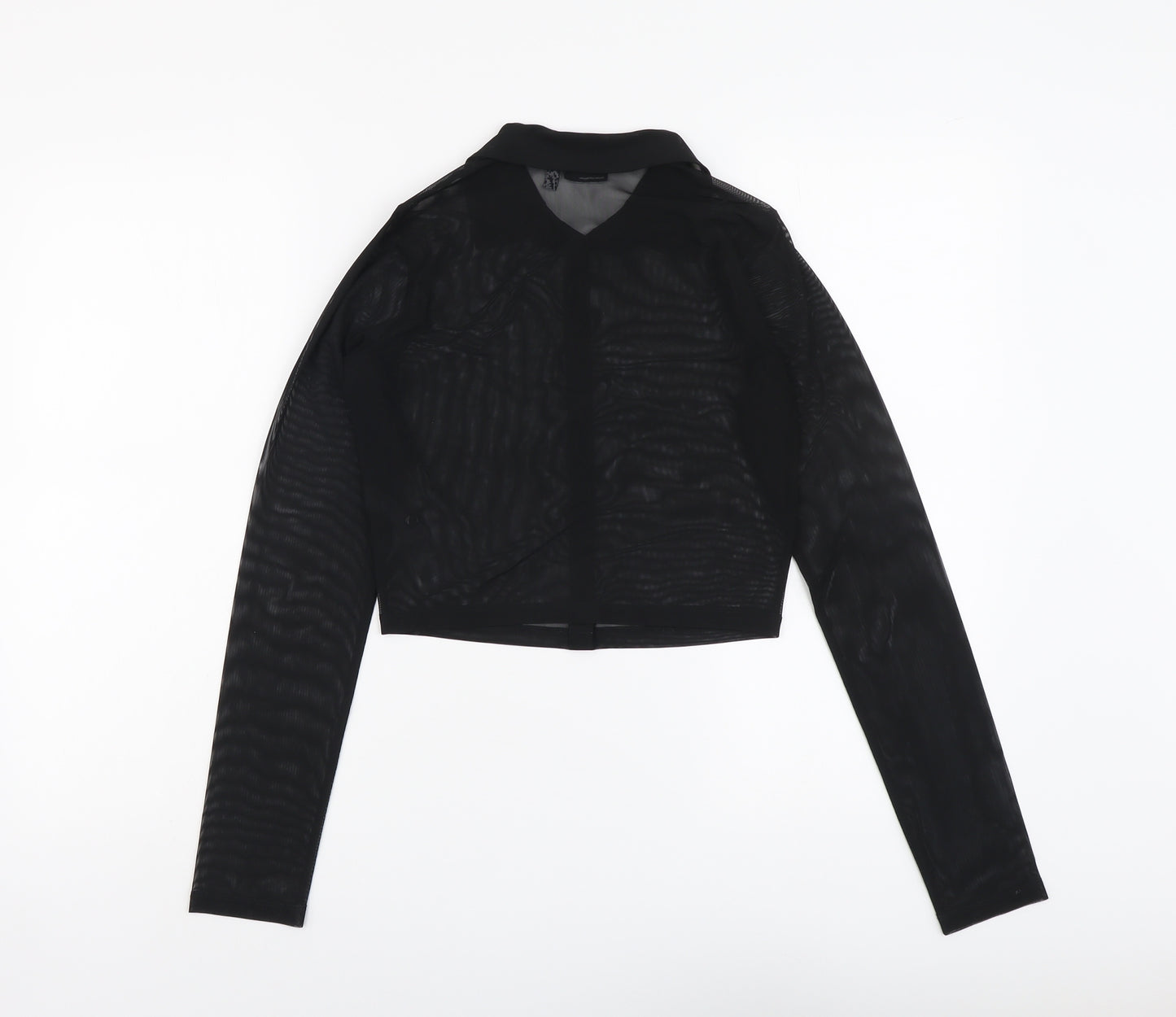 ASOS Womens Black Polyester Cropped Button-Up Size 8 Collared