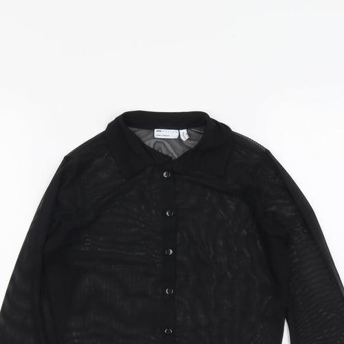 ASOS Womens Black Polyester Cropped Button-Up Size 8 Collared