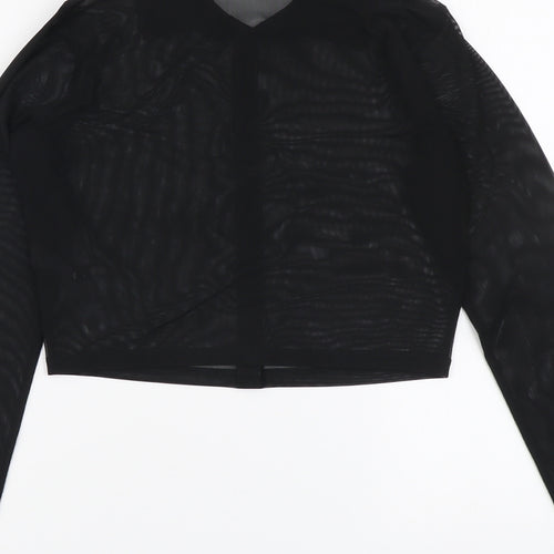ASOS Womens Black Polyester Cropped Button-Up Size 8 Collared