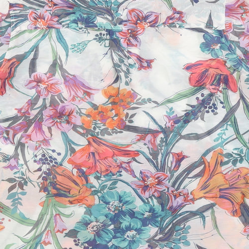 Marks and Spencer Womens Multicoloured Floral Cotton Basic Blouse Size 14 V-Neck