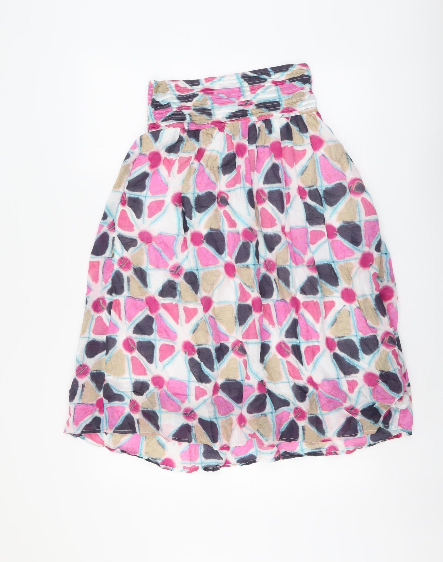 White Stuff Womens Multicoloured Geometric Cotton Peasant Skirt Size 8