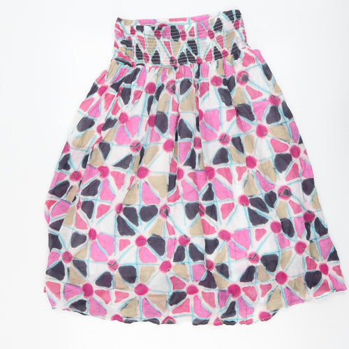 White Stuff Womens Multicoloured Geometric Cotton Peasant Skirt Size 8