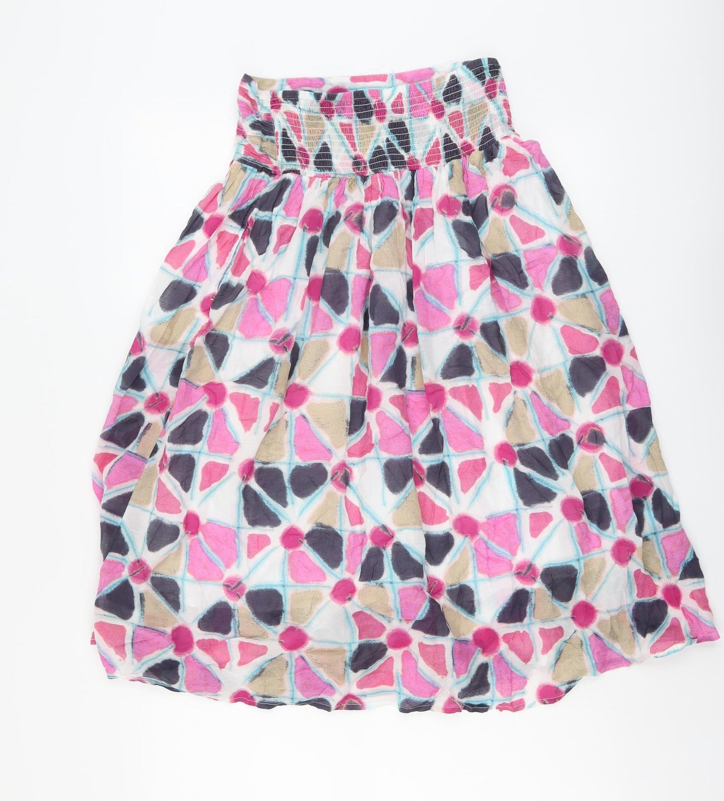 White Stuff Womens Multicoloured Geometric Cotton Peasant Skirt Size 8
