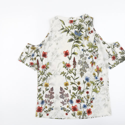NEXT Womens Multicoloured Floral Polyester Basic Blouse Size 8 Round Neck - Cold Shoulder