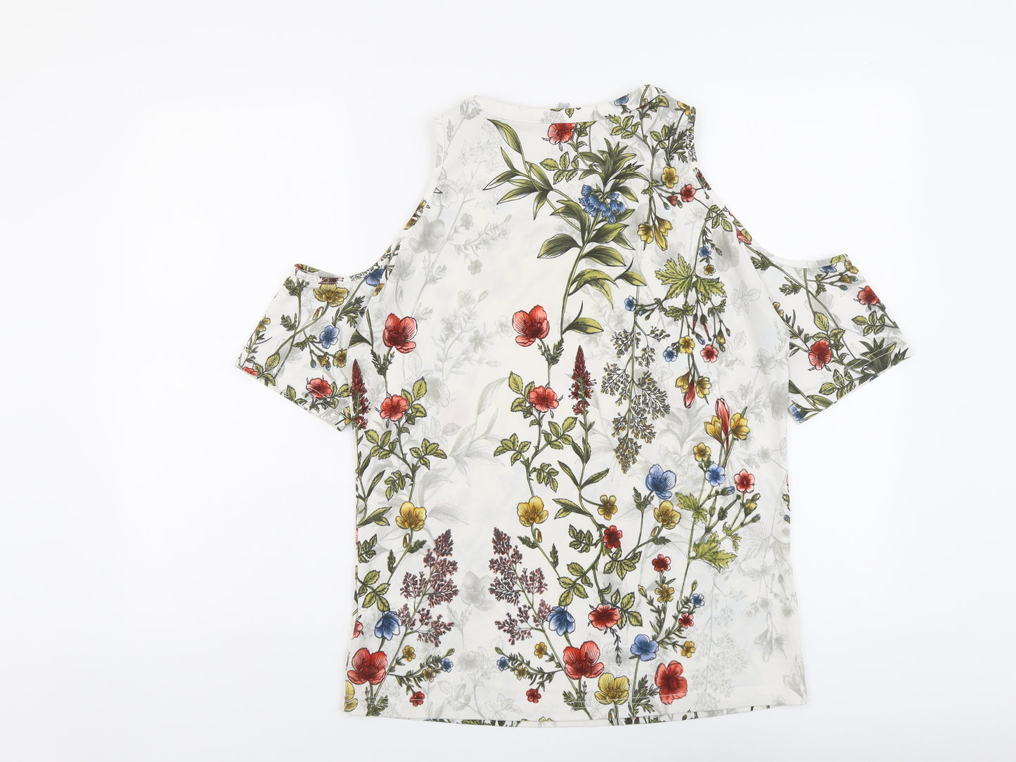NEXT Womens Multicoloured Floral Polyester Basic Blouse Size 8 Round Neck - Cold Shoulder