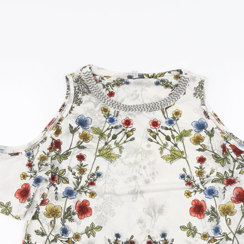 NEXT Womens Multicoloured Floral Polyester Basic Blouse Size 8 Round Neck - Cold Shoulder